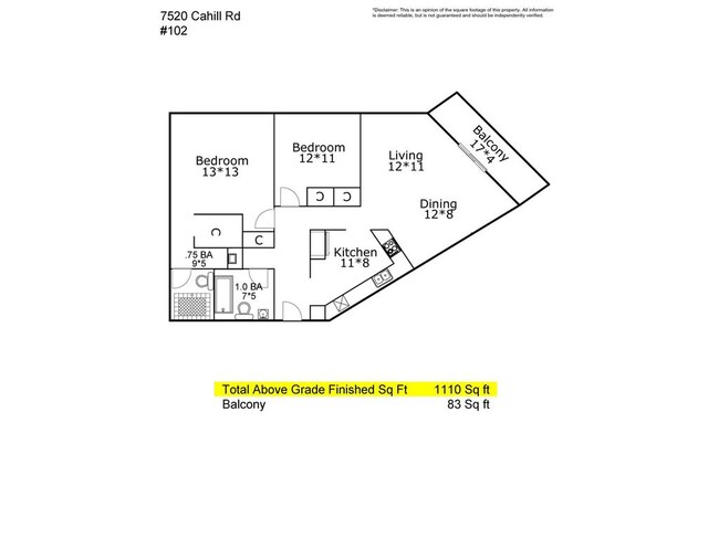 Floor plan for unit - 7520 Cahill Rd