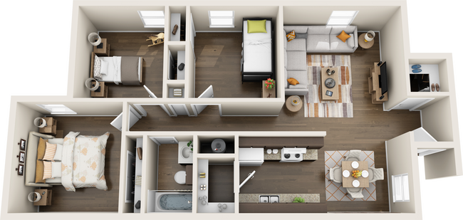 3D floor plan 3 bed room.jpg.png - Blanco Oaks Apartments