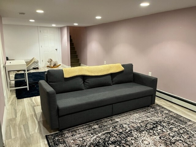 Queen pull out couch in lower level with memory foam topper - 192 Hart St