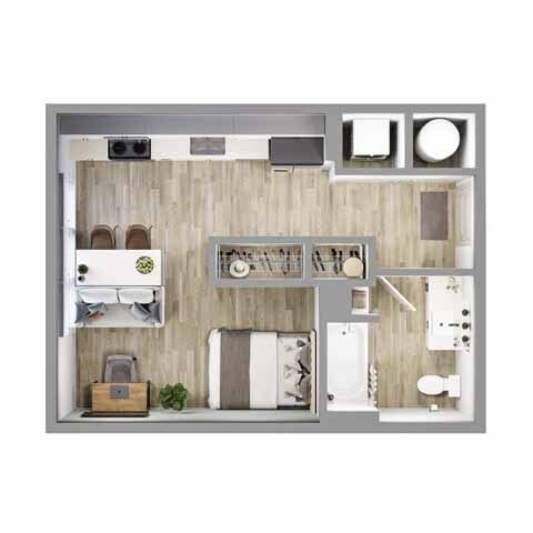 S1 Studio Floorplan - Peer on 7th Student Living