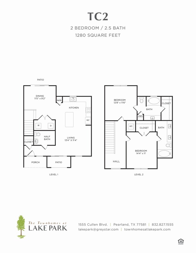 The Townhomes at Lake Park - TC2 - 2.5 Beds - 2.5 Baths - 1280 Sq. ft. - The Townhomes at Lake Park