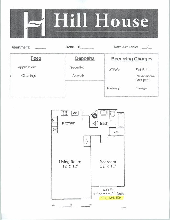324, 424, 524 - Hill House Apartments