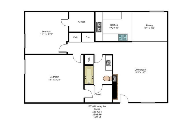 2BR/1BA - Crown Apartments