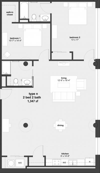 2BR/2BA - Temtor Lofts