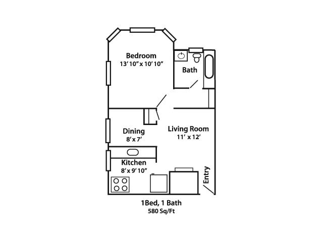 1BR,1BA-580SQ - The Thayer