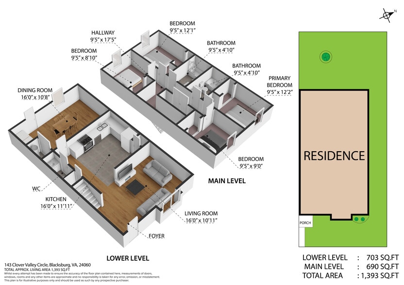 3-D Floor Plan - 143 Clover Valley Cir