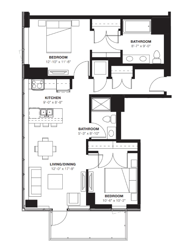 2C-2 Bed - E2 Apartments