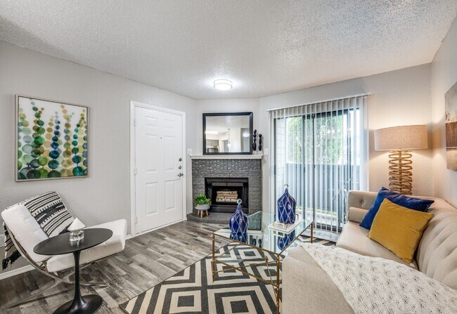 Dallas Apartments – Bright Living Room with Private Patio Access - Fountains of Jupiter Apartments