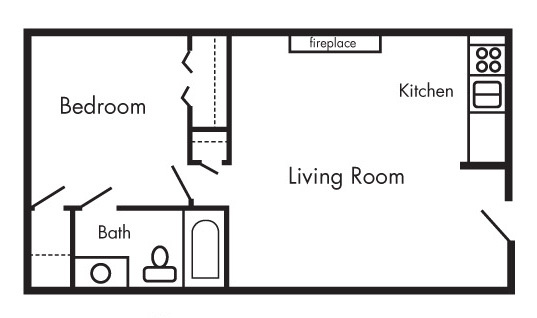 Efficiency 1 bedroom floorplan - Belleville