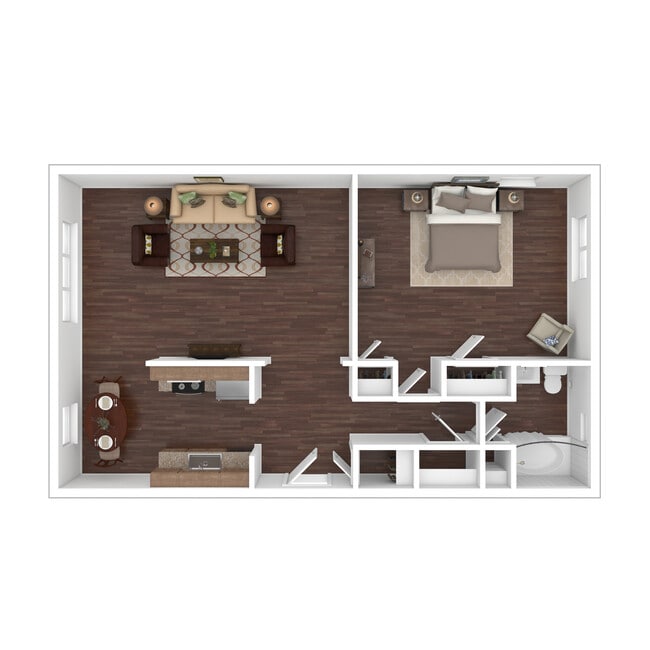 1 Bedroom floor plan - Wynnefield Terrace - Wynnefield Terrace Apartments