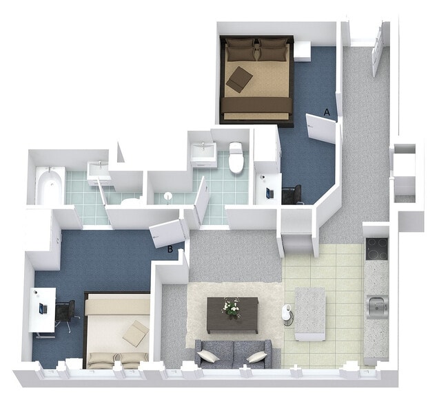 2x2 Layout E - University Lofts