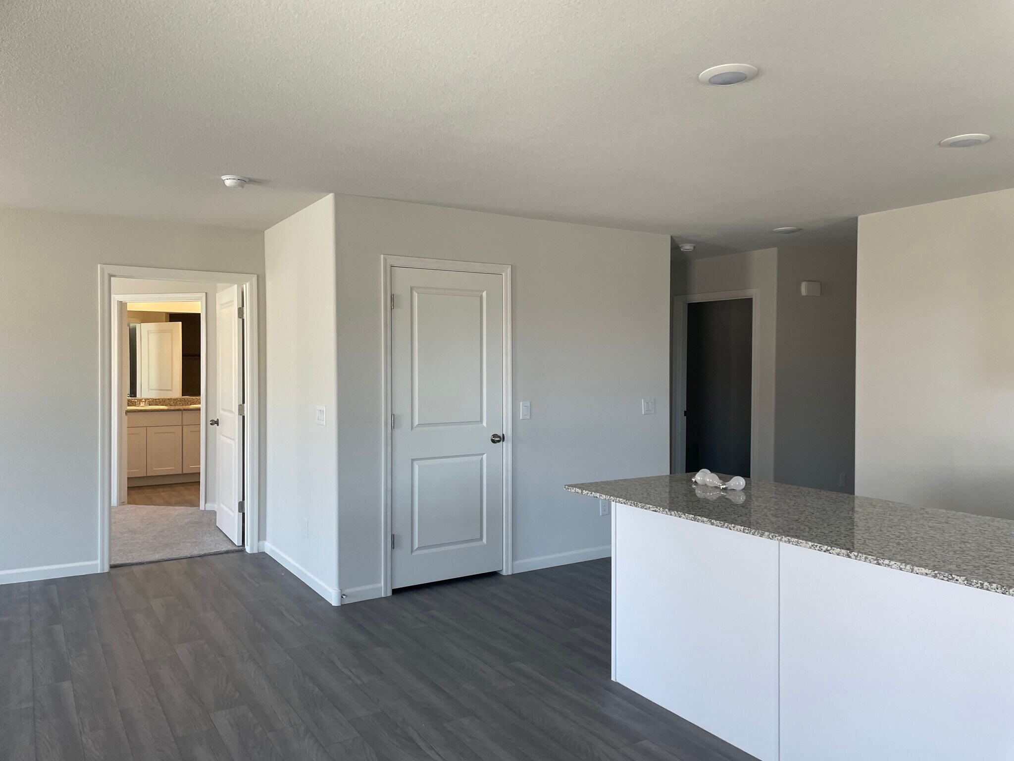 Pantry door. Primary bedroom on the left. Hallway to bedroom/laundry room/storage closet on right. - 6509 S Prado Cir