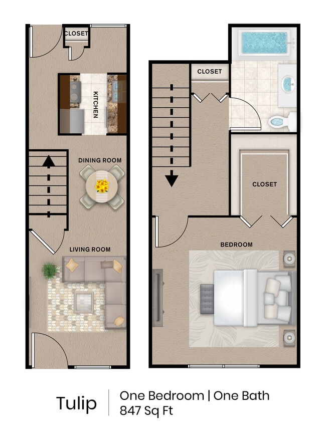 One Bedroom Floorplan - Moosup Gardens Townhomes