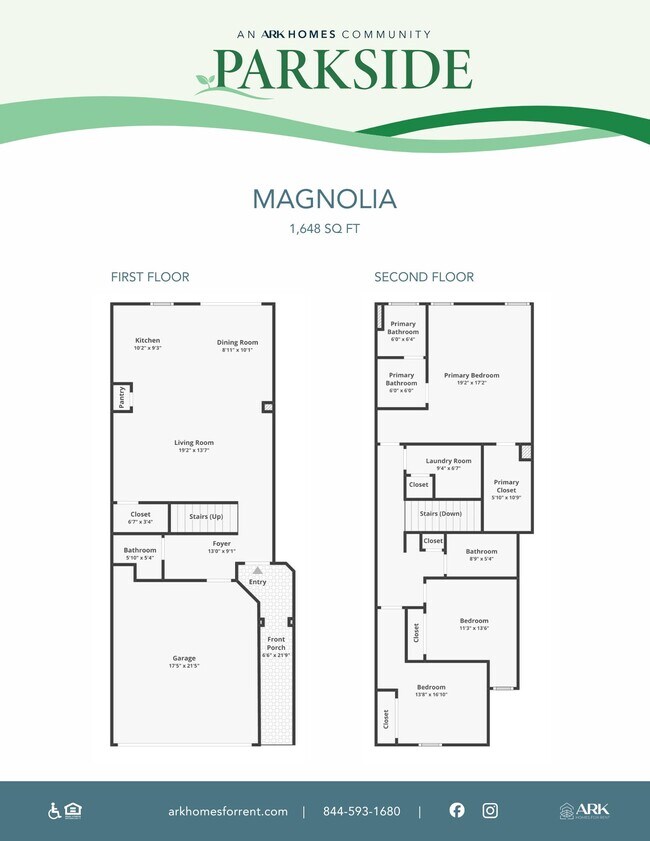 Parkside- Magnolia - Floorplan-SQFT 1648 - Parkside