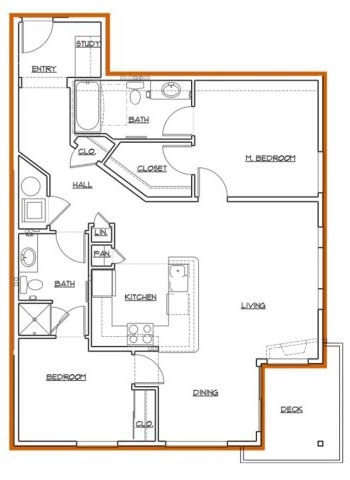 2 Bed Floor Plan - The Pacifica Apartments