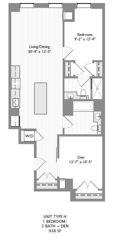 1 bedroom 2 bath w/ Den | 938 sqft - ICON