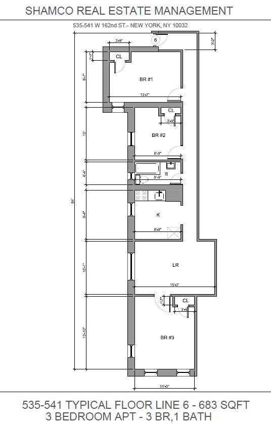 Floorplan - Shamco Apartments 535 W 162nd St