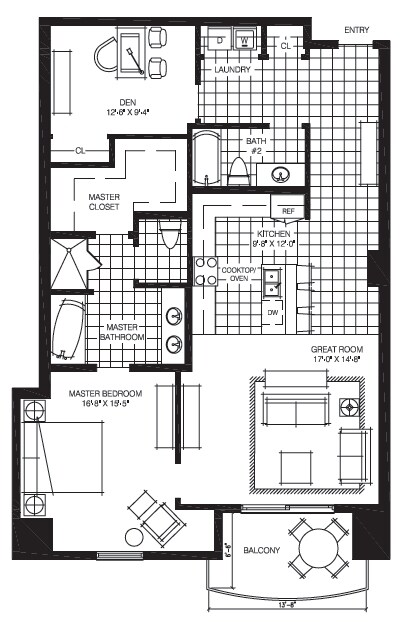 1BR/2BA - The Mark
