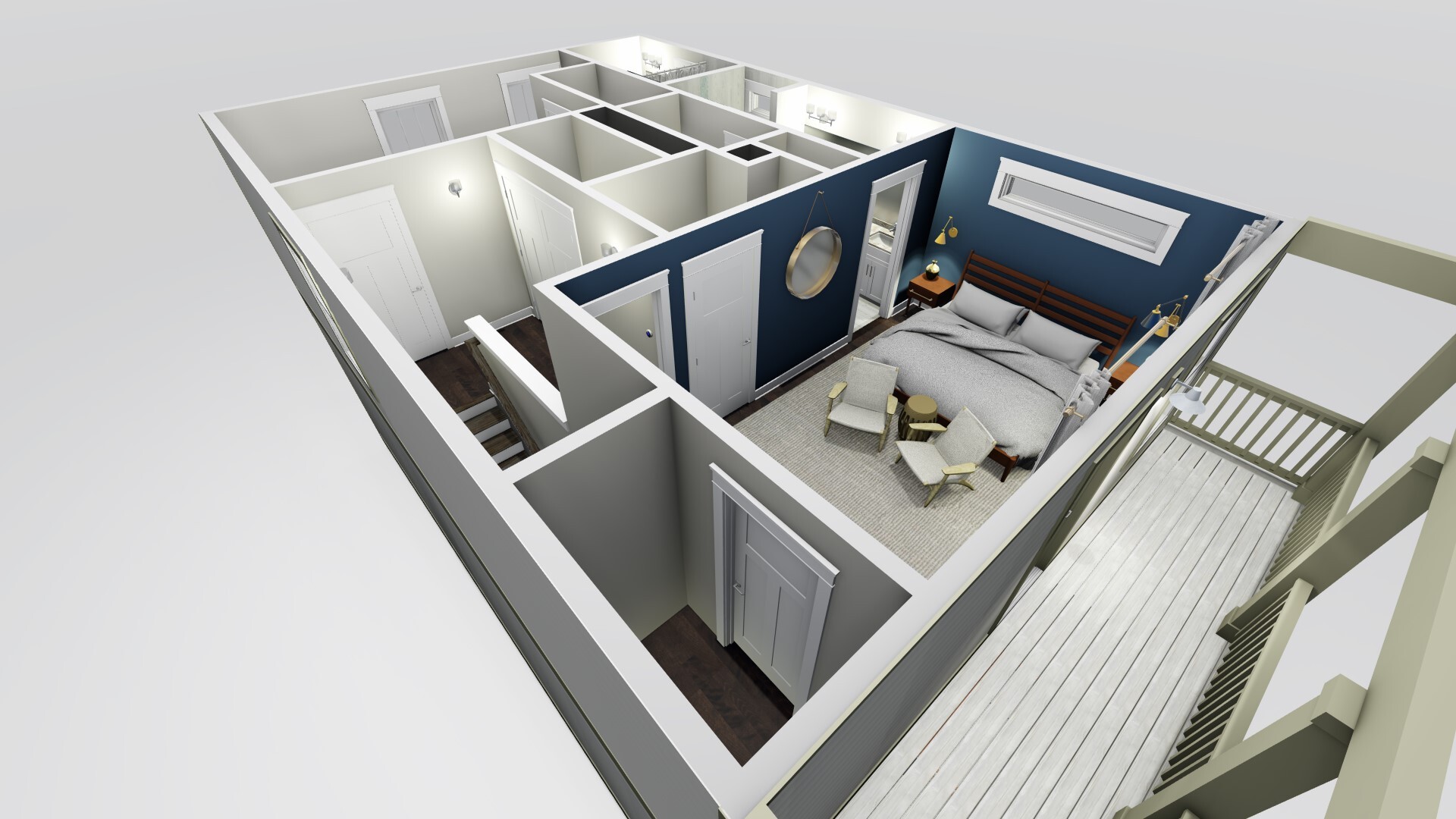 Second floor rendering viewed from front left corner (above stairs) - 710 Buchanan St