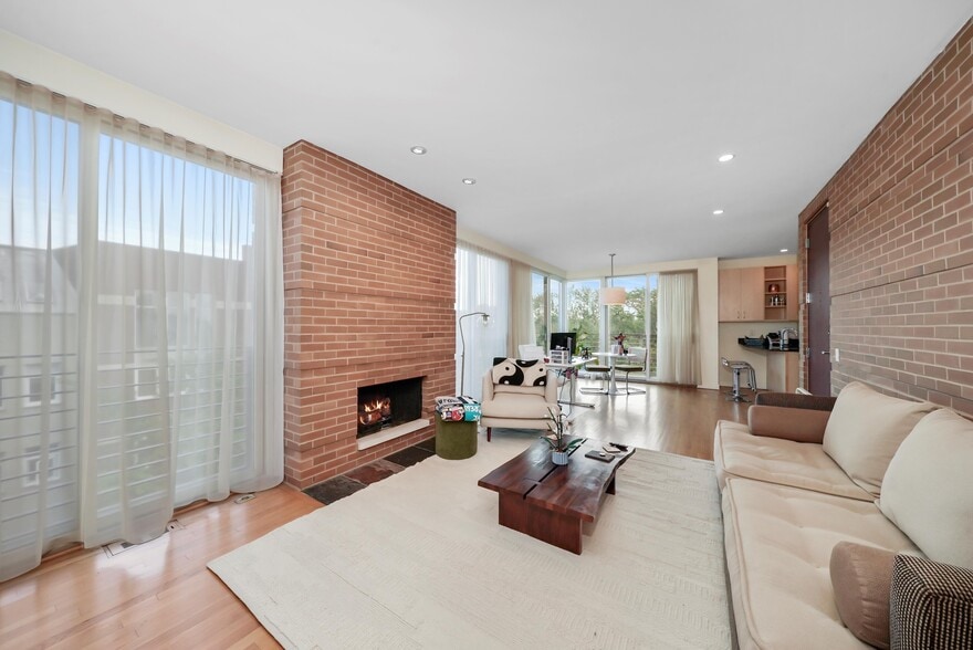 Exposed Brick Gas Fireplace Natural White Oak Floors - 1700 W Ohio St