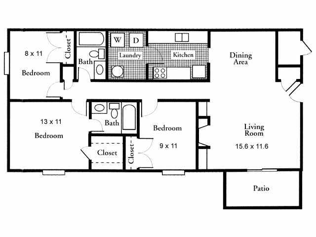 3BR/2BA - North Bluff Apartments