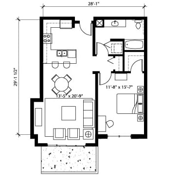 1BR/1BA - The Vaux