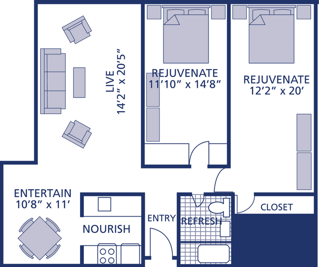 Two Bed One Bath - Berkshires At Town Center