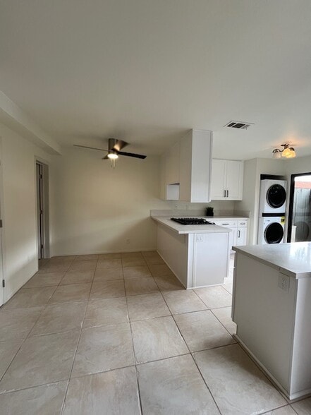 dining room with new modern ceiling fan - 1225 N Broadway