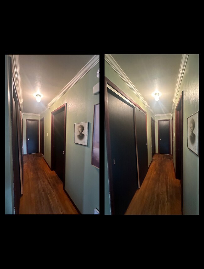 Hallway with large closet and small linen closet - 1208 Pickwick Rd