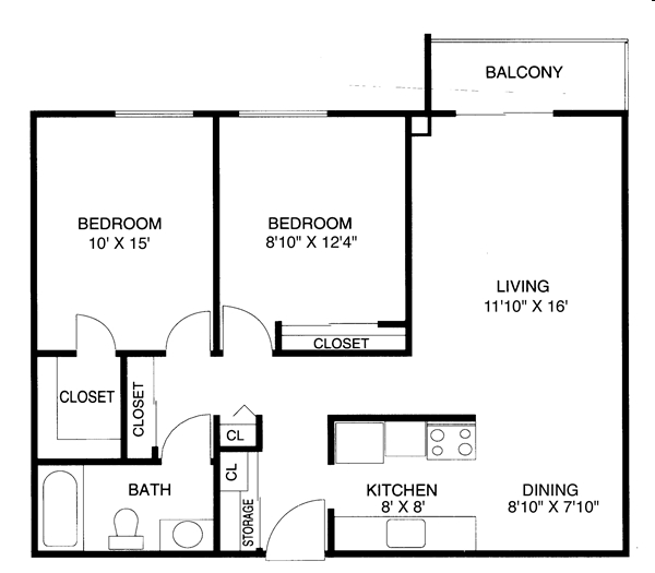 2BR/1BA - Hazelcrest Place Apartments & Townhomes