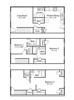3 BR/ 3.5 BA Townhouse - Regency Court Apartments