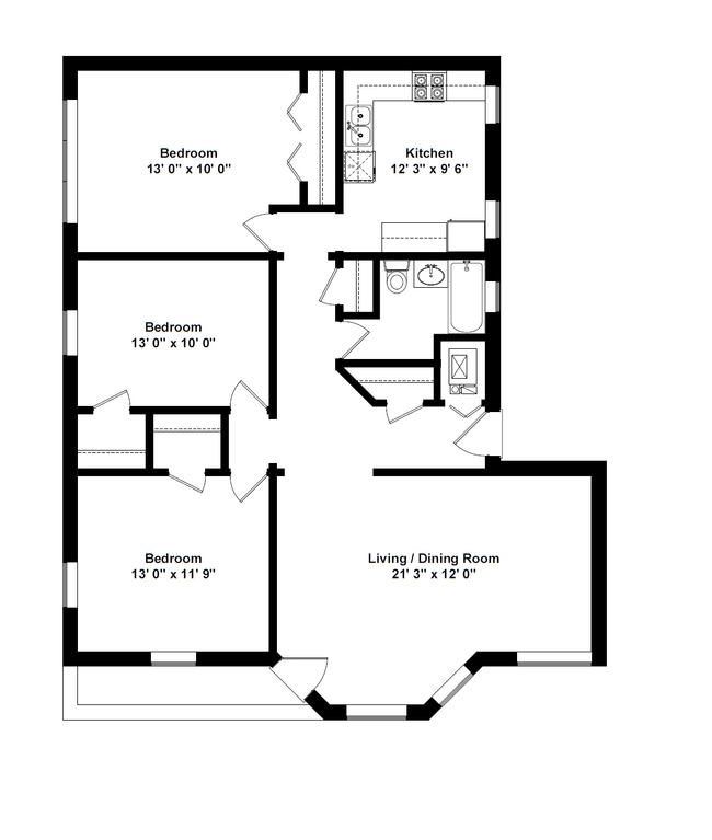Represents the 1,300 SQFT apartment in the 3402 building - Maynard At Elaine Place