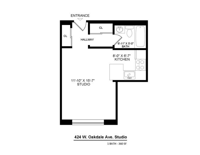 Studio Floor Plan - 424 W. Oakdale
