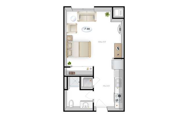 The Knoll Dinkytown S1 Studio Floor Plan - The Knoll Dinkytown