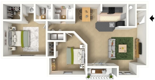Cross Court - 2B2B - 1002 Sq Ft - Harlequin 3D Furn.jpg - Greens at Cross Court