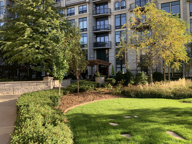 Large outdoor gated area includes a dog run, outdoor seating, and plenty of places to relax. - 500 E Grant St