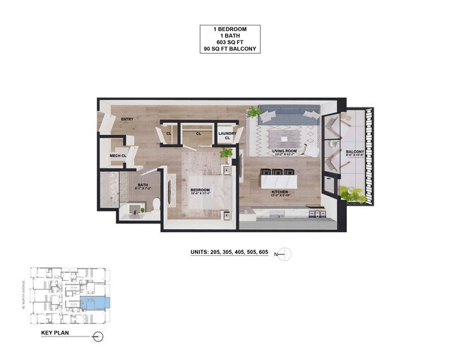 Unit 205,305,405,505,605 Floor Plans - 157 W North Ave