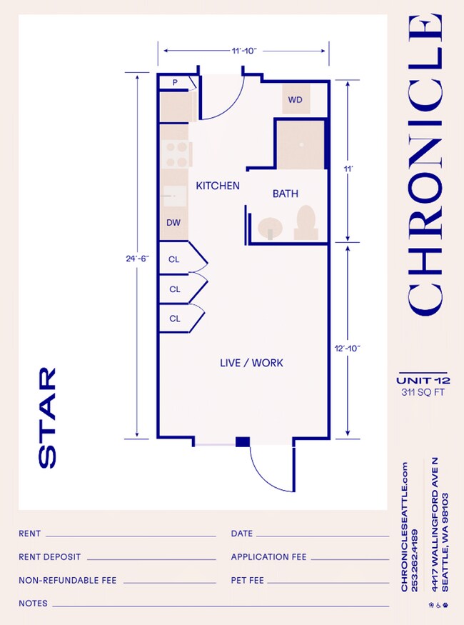Floorplan - CHRONICLE: Stylish Wallingford Studios with Full Appliance Package & Premium Amenities