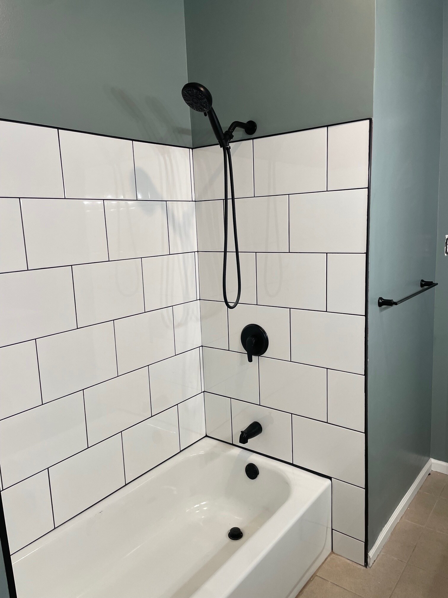 Large subway tile shower - 211 Sumac St