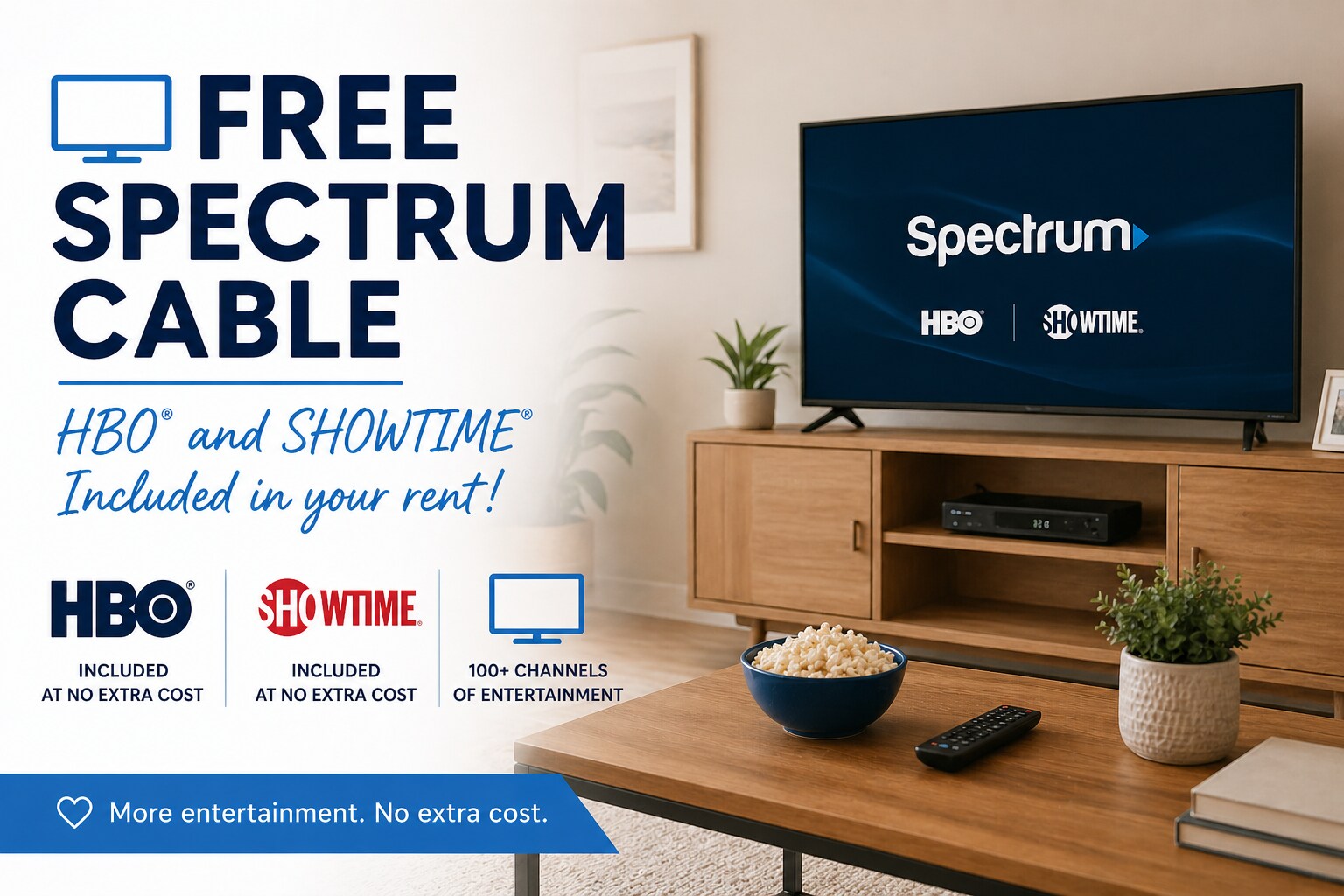 Spectrum cable tv package with over 155 channels included free! - 1203 N Sweetzer Ave