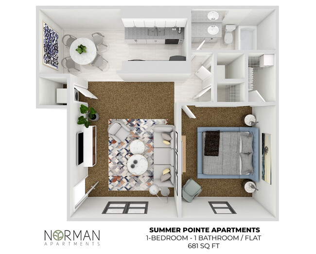 1 Bed 1 Bath 681sqft - Springfield Apartments
