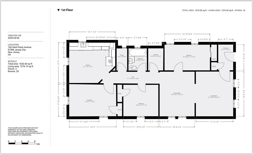 Floor plan of 1st floor - 166 Saint Pauls Ave