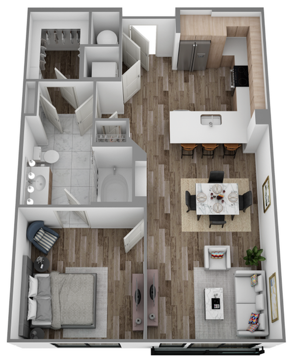 3D 1 Bed /1 Bath - B Floorplan - Hanover Hyannis