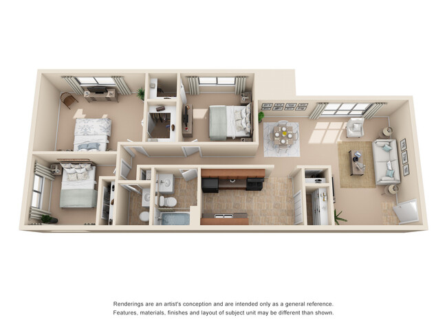 The Hydrangea - 3 Bedroom - 1 and a half Bathroom - Wellington at Western Branch Apartments