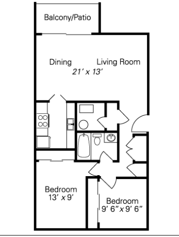 2-Bedroom Garden w/hook-up - New Bridge Apartments