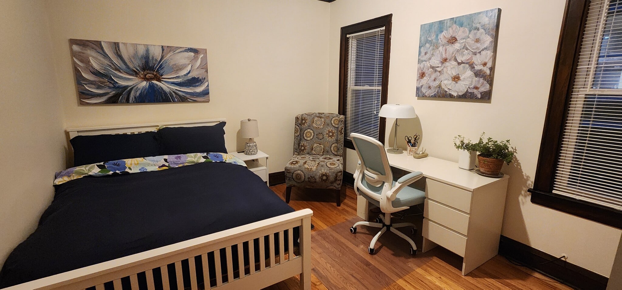 Second Bedroom includes new Purple full mattress, desk, chair, accent chair, nightstand, cabinets - 2018 Lake St