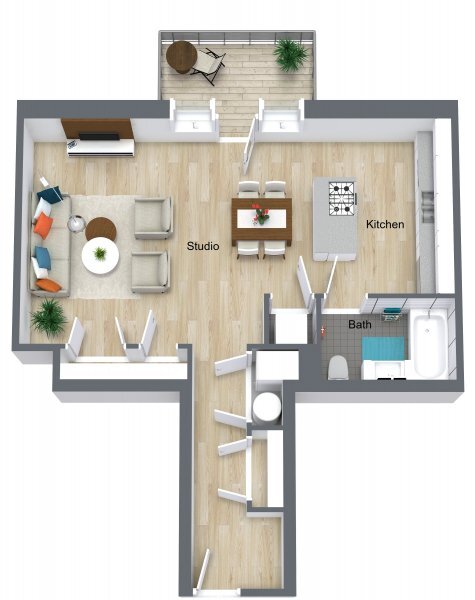 Studio with Balcony - 5055 S Dorchester Ave