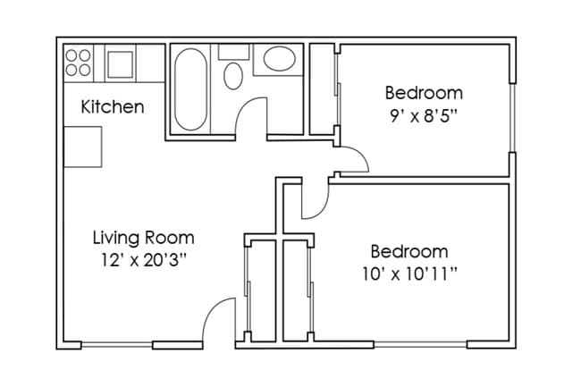 2 Bedroom 1 Bath - Pines Apartments