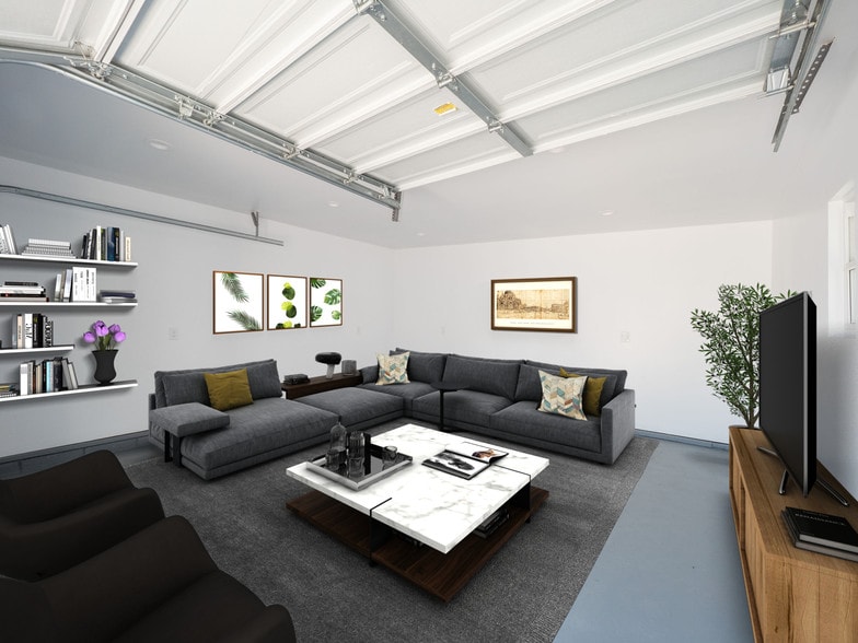 garage staged as family room - 10618 Ayres Ave