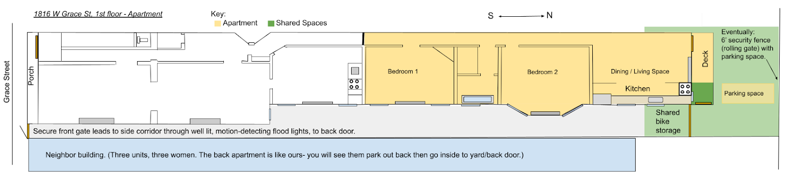 Floorplan of what to expect. Parking is right out back with easy access to Grace. - 1816 W Grace St